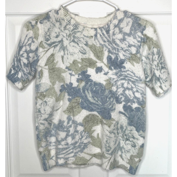 Joie Sweaters - Joie Women's Soft Fuzzy Floral Sweater Sz S Short Sleeve Pastel Feminine Cottage